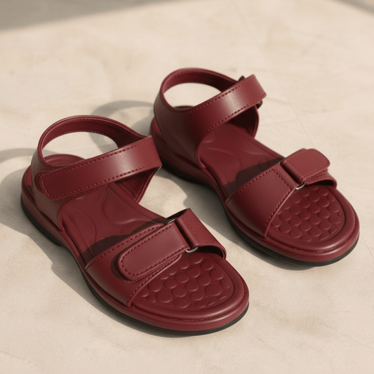 Aura Ladies Kito Flat Shoes-Wine Red - Aura Steps