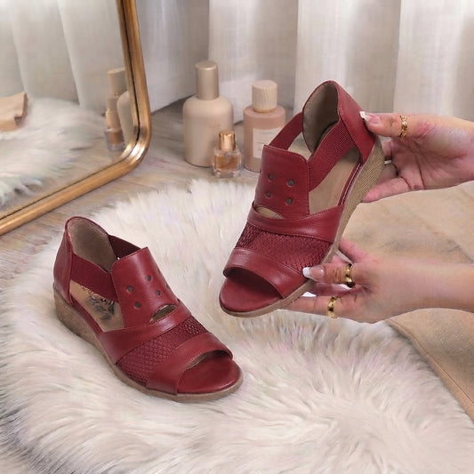 NetWedgeHeelSandals-red-women_sfootwear-AurastepsPakistan