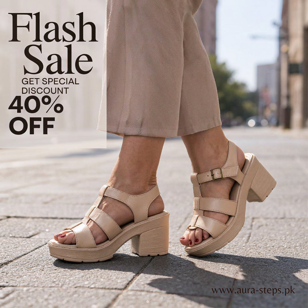 Aura Buckle Block heel Chic-Off White