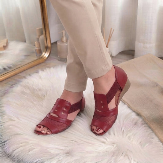 NetWedgeHeelSandals-red-women_sfootwear-AurastepsPakistan