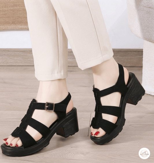 Aura Buckle Block heel Chic -Women's Footwear - Aura Steps Pakistan 