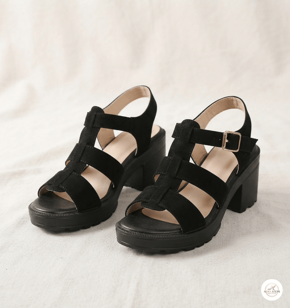 Aura Buckle Block heel Chic - Aura Steps