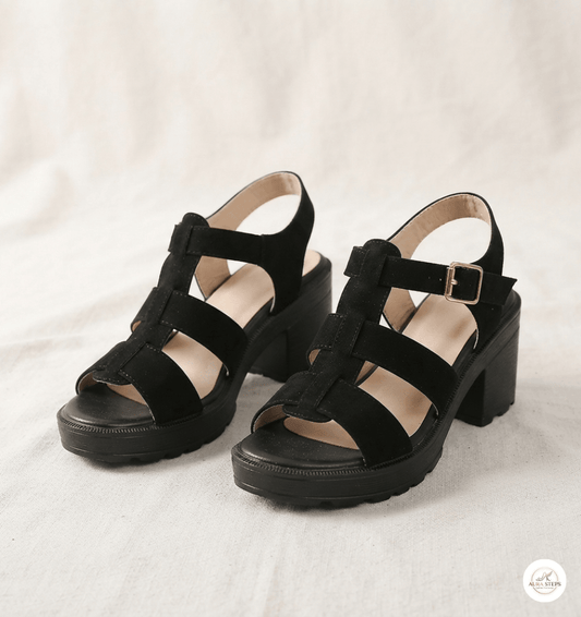 Aura Buckle Block heel Chic - Aura Steps