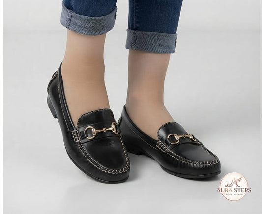 Aura Classic Buckle Shoes-Black - Aura Steps