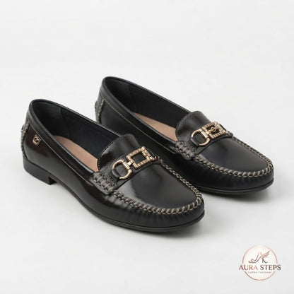 Aura Classic Buckle Shoes-Black - Aura Steps