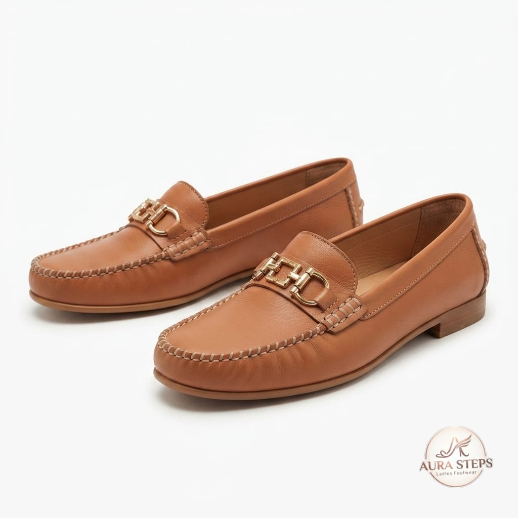 Aura Classic Buckle Shoes-Camel Brown - Aura Steps