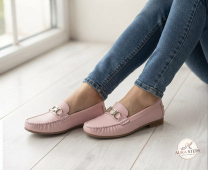 Aura Classic Buckle Shoes-Pink - women's footwear-Aura Steps pakistan