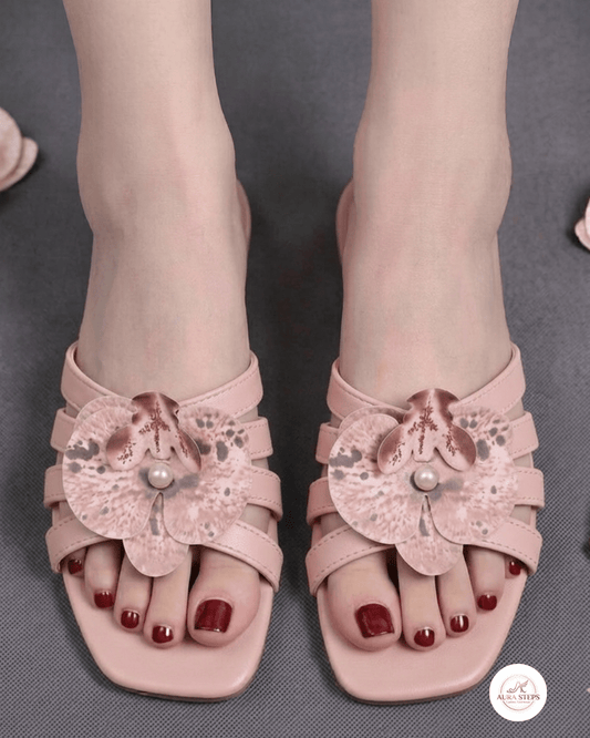 *AURA "Floral" Flats-Pink* - Aura Steps
