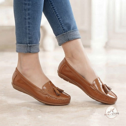 Aura steps Tassel Loafers Ladies Shoes-Camel Brown -Women's Footwear - Aura Steps Pakistan