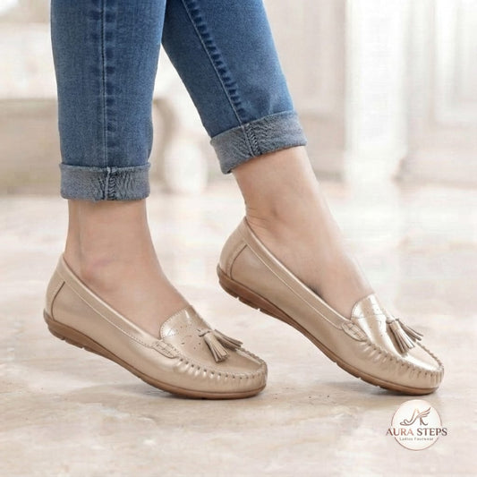 Aura steps Tassel Loafers Ladies Shoes-Rust-Women's Footwear - Aura Steps Pakistan