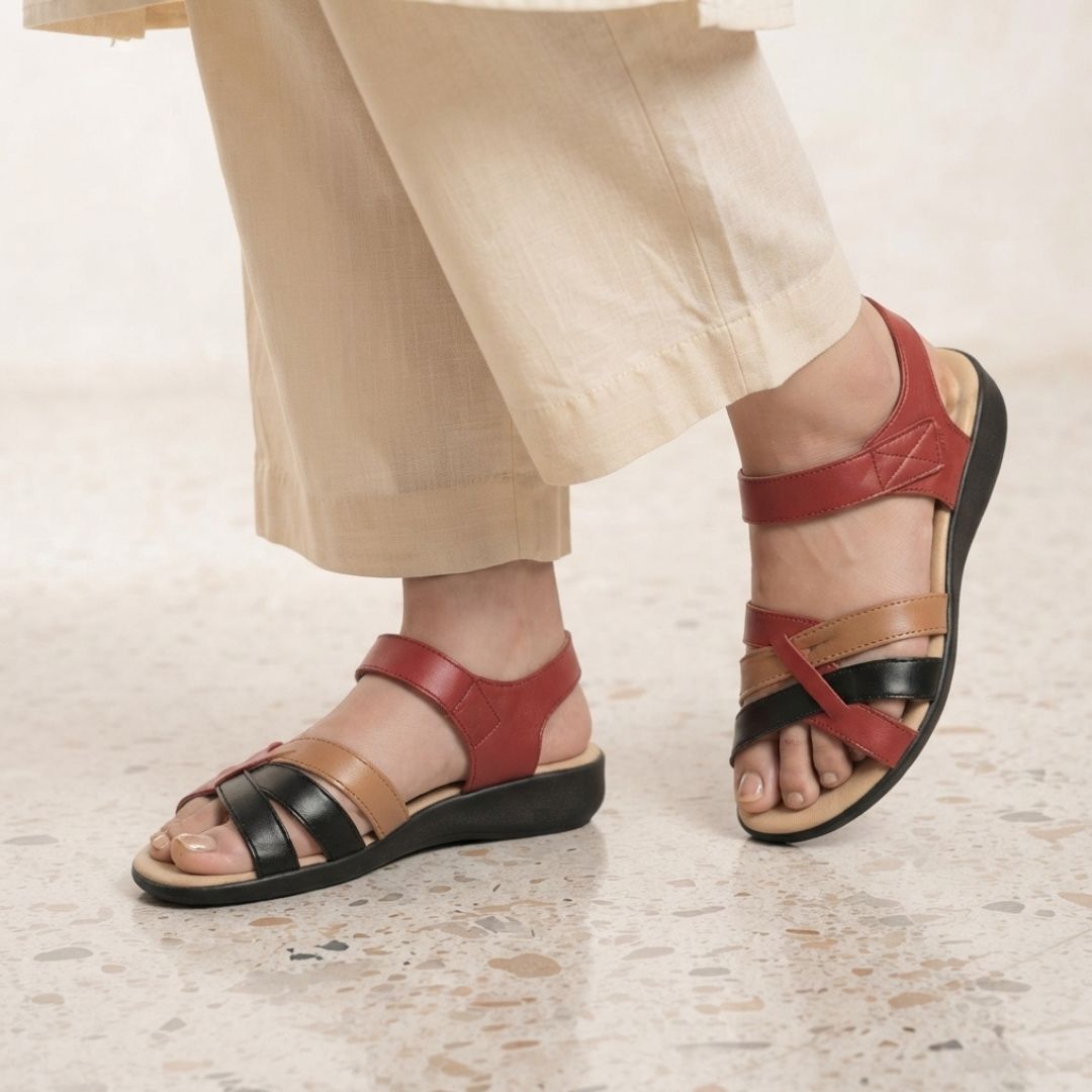 Red Multi Heel Footwear for women - Aura Steps