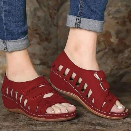 Punch Red Wedges Sandals for women.